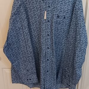 Wrangler George Strait Collection Relaxed Fit 3X Blue Paisley Button Down  Shirt